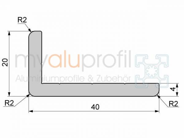 Aluminum profile M W 40x20x4 E I-type